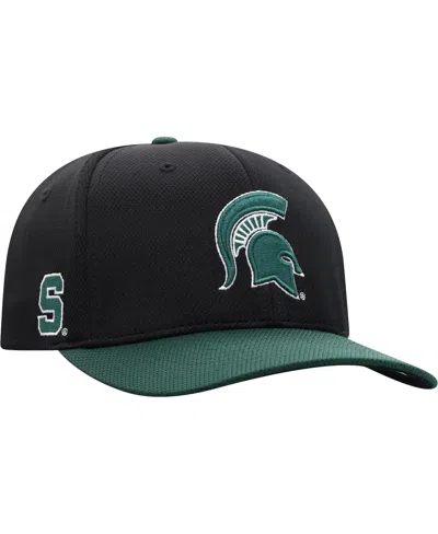 TOP OF THE WORLD MEN'S TOP OF THE WORLD BLACK, GREEN MICHIGAN STATE SPARTANS TWO-TONE REFLEX HYBRID TECH FLEX HAT