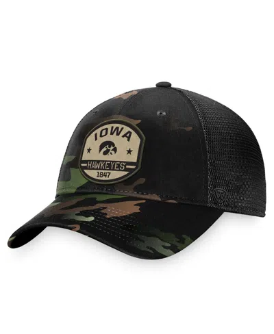 TOP OF THE WORLD MEN'S TOP OF THE WORLD BLACK IOWA HAWKEYES OHT DELEGATE TRUCKER ADJUSTABLE HAT