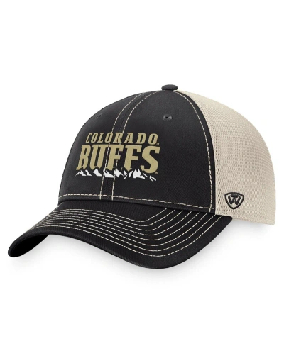 Top Of The World Men's  Black, Natural Colorado Buffaloes Boulder Trucker Adjustable Hat In Black,natural