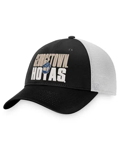 Top Of The World Men's  Black, White Georgetown Hoyas Stockpile Trucker Snapback Hat In Black,white