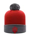 Top Of The World Men's  Crimson And Gray Indiana Hoosiers Core 2-tone Cuffed Knit Hat With Pom In Crimson,gray