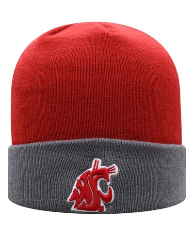 Top Of The World Men's  Crimson, Gray Washington State Cougars Core 2-tone Cuffed Knit Hat In Crimson,gray