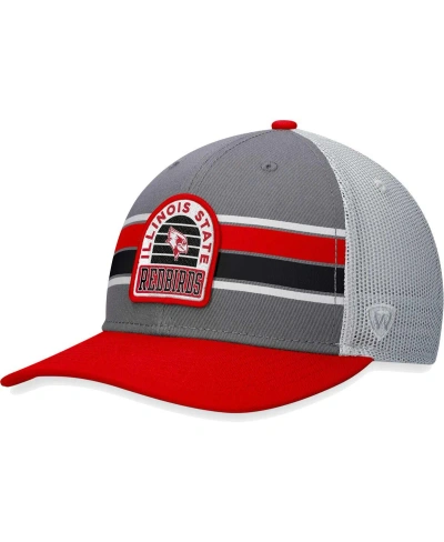 Top Of The World Men's  Gray, Red Illinois State Redbirds Aurora Trucker Adjustable Hat In Gray,red