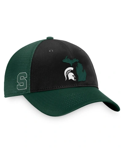 Top Of The World Men's  Green, Black Michigan State Spartans Origins Trucker Adjustable Hat In Green,black