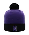 Top Of The World Men's  Purple And Black Northwestern Wildcats Core 2-tone Cuffed Knit Hat With Pom In Purple,black
