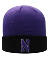 Top Of The World Men's  Purple, Black Northwestern Wildcats Core 2-tone Cuffed Knit Hat In Purple,black