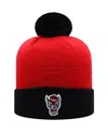 Top Of The World Men's Red And Black Nc State Wolfpack Core 2-tone Cuffed Knit Hat In Red,black