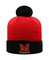 Top Of The World Men's  Red, Black Maryland Terrapins Core 2-tone Cuffed Knit Hat With Pom In Red,black