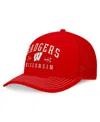 TOP OF THE WORLD MEN'S TOP OF THE WORLD RED WISCONSIN BADGERS CARSON TRUCKER ADJUSTABLE HAT