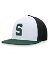 Top Of The World Men's White/green Michigan State Spartans Tri-tone Heritage Collector Fitted Hat In White,green