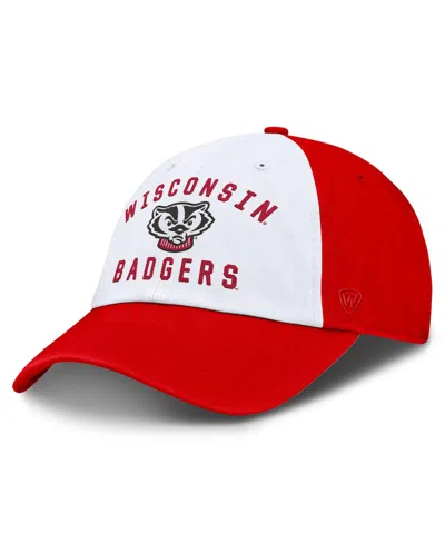 Top Of The World Men's White/red Wisconsin Badgers Weston Adjustable Hat