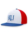 Top Of The World Men's White/royal Kansas Jayhawks Tri-tone Heritage Collector Fitted Hat In White,royal