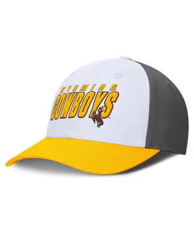 Top Of The World Men'sâ White/gold Wyoming Cowboys Swipe Adjustable Hat In Multi