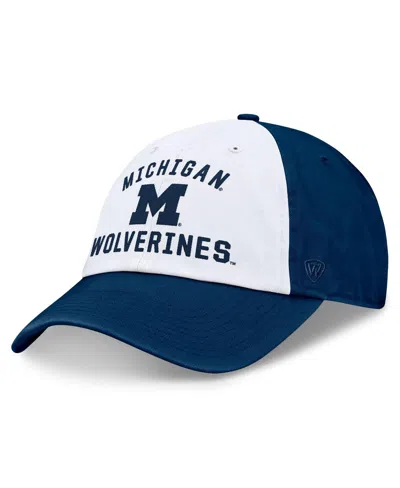Top Of The World Men'sâ White/navy Michigan Wolverines Heritage Weston Adjustable Hat In Multi