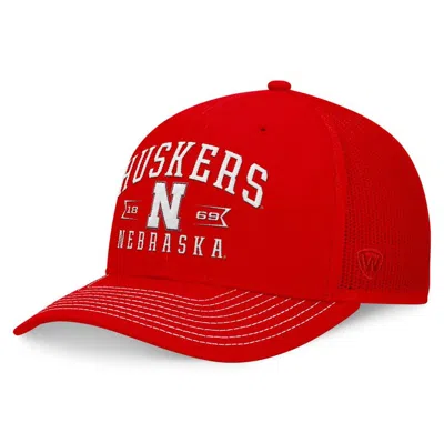 Top Of The World Scarlet Nebraska Huskers Carson Trucker Adjustable Hat In Red