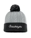 Top Of The World Women's Gray/black Iowa Hawkeyes Becca Cuffed Knit Hat With Pom In Gray,black