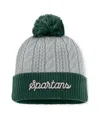 Top Of The World Women's Gray/green Michigan State Spartans Becca Cuffed Knit Hat With Pom In Gray,green