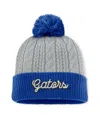 Top Of The World Women's Gray/royal Florida Gators Becca Cuffed Knit Hat With Pom In Gray,royal