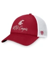 TOP OF THE WORLD WOMEN'S TOP OF THE WORLD CRIMSON, WHITE WASHINGTON STATE COUGARS CHARM TRUCKER ADJUSTABLE HAT