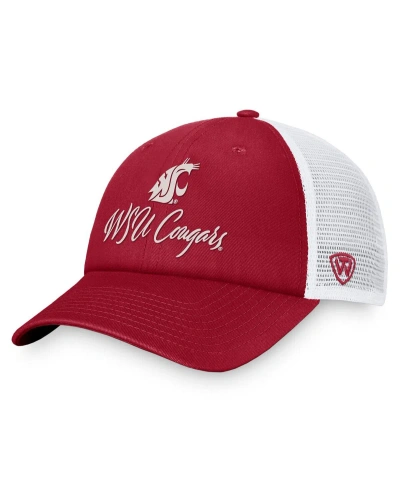 Top Of The World Women's  Crimson, White Washington State Cougars Charm Trucker Adjustable Hat In Crimson,white