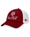 TOP OF THE WORLD WOMEN'S TOP OF THE WORLD MAROON, WHITE TEXAS A&M AGGIES CHARM TRUCKER ADJUSTABLE HAT