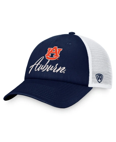 Top Of The World Women's  Navy, White Auburn Tigers Charm Trucker Adjustable Hat In Navy,white