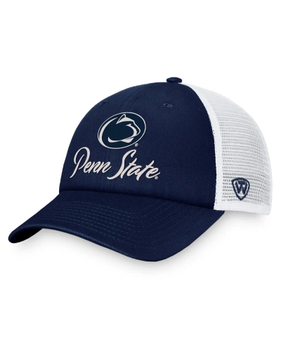 Top Of The World Women's  Navy, White Penn State Nittany Lions Charm Trucker Adjustable Hat In Blue