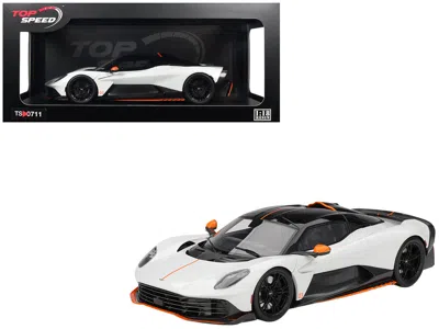 Top Speed Aston Martin Valhalla Lunar White With Black Top And Orange Accents 1/18 Model Car By