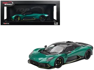 Top Speed Aston Martin Valhalla Podium Green Metallic With Carbon Top 1/18 Model Car By