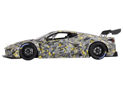 Top Speed Chevrolet Corvette Z06 Gt3.r Gray And Yellow Graphics "sebring Test Car" (2022) 1/18 Model Car By To