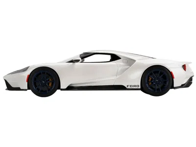 Top Speed Ford Gt "1964 Prototype Heritage Edition" White With Dark Blue Hood And Stripe 1/18 Model Car By Top