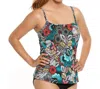 Topanga By T.h.e. Lingerie Strap Tankini Top In Tobago In Multi