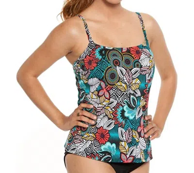 Topanga By T.h.e. Lingerie Strap Tankini Top In Tobago In Multi