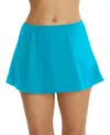 Topanga By T.h.e. Plus Size Solid Swim Skirt In Caribbean Blue In Multi