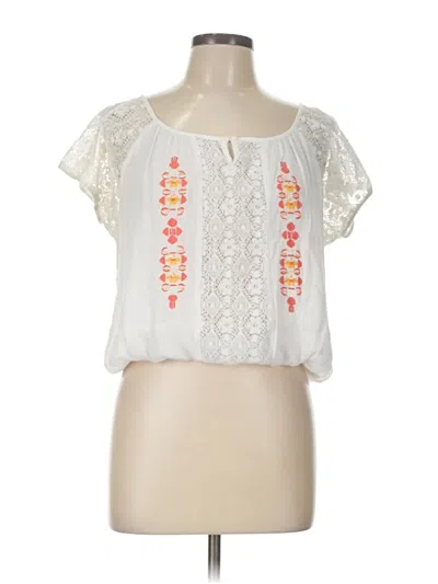 Pre-owned Topia Short Sleeve Blouse In White
