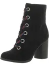 Topline Chelsy Womens Faux Suede Lace-up Ankle Boots In Black