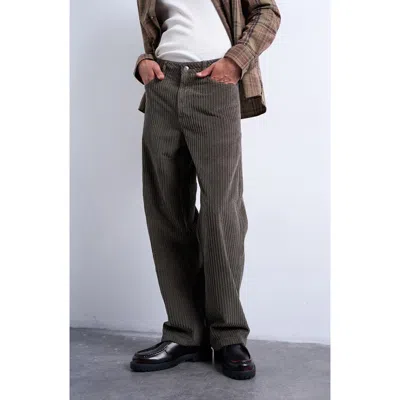 Topman Baggy Five-pocket Wide Wale Corduroy Pants In Brown