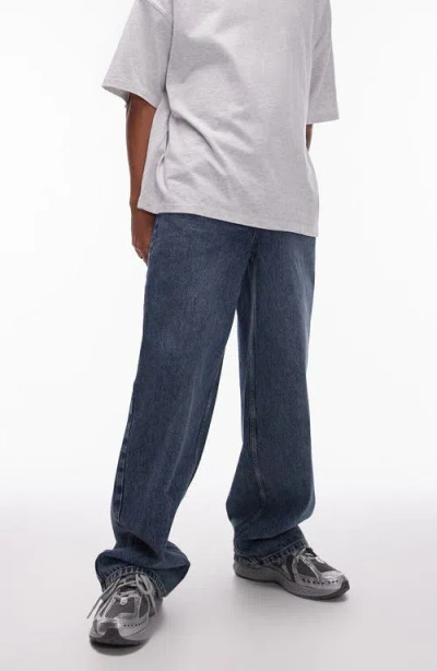 Topman Baggy Jeans In Dark Wash Blue ModeSens