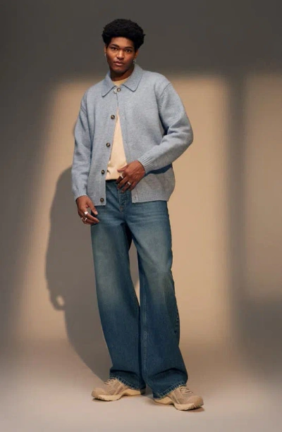 Topman Baggy Jeans In Mid Blue