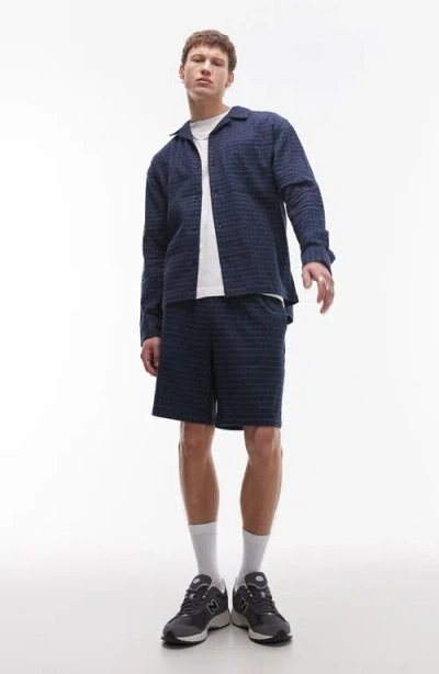 Topman Blue Check Cotton Flannel Shorts