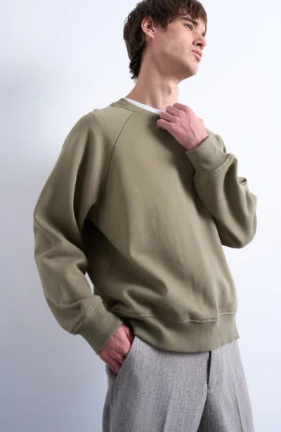 Topman Boxy Raglan Sleeve Sweatshirt In Green