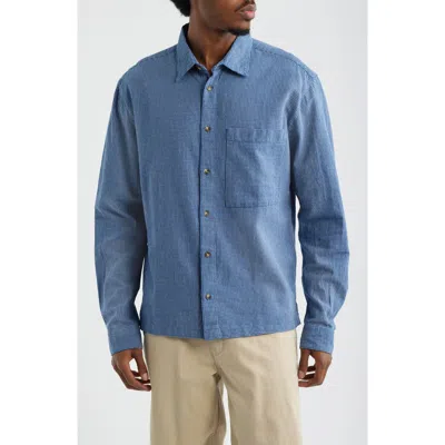 Topman Check Relaxed Fit Cotton Flannel Button-up Shirt In Blue
