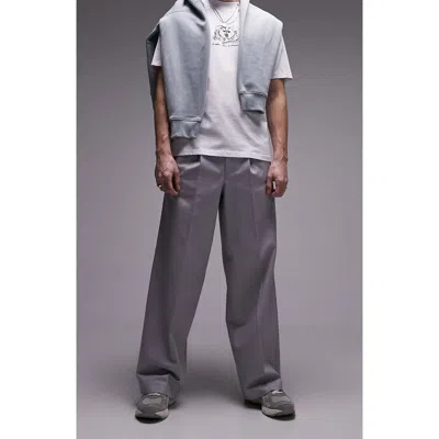Topman Extreme Baggy Elastic Waist Pants In Light Gray
