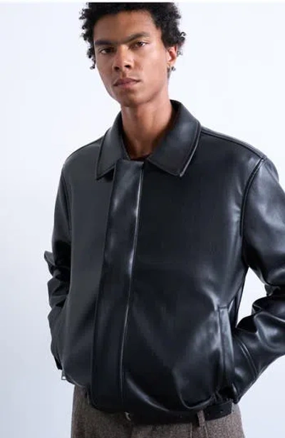 Topman Faux Leather Jacket In Animal Print