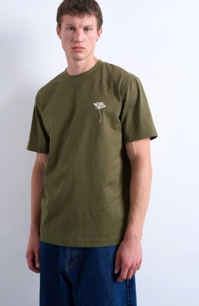 Topman Floral Embroidery T-shirt In Green
