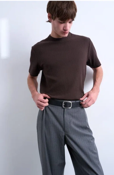 Topman Heavyweight Rib T-shirt In Brown