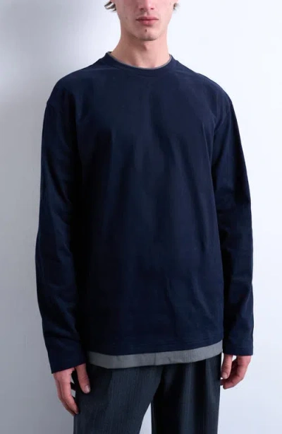 Topman Layered Long Sleeve T-shirt In Blue