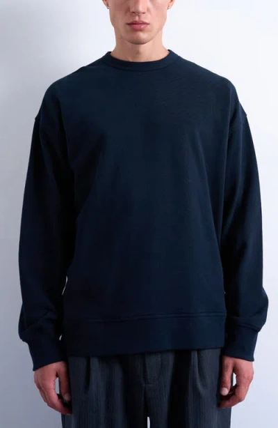 Topman Premium Lightweight Oversized Fit Sweatshirt In Blue