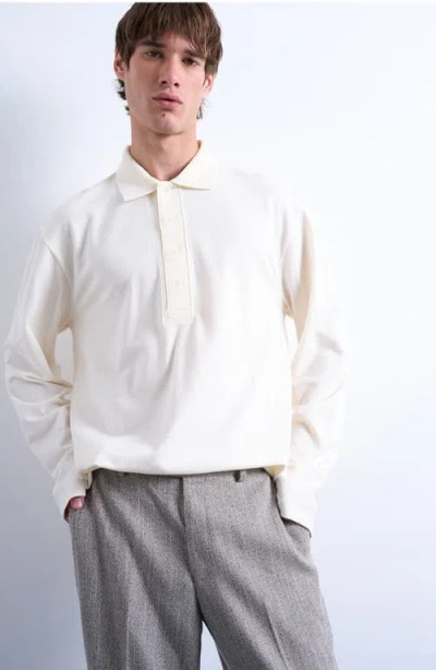 Topman Long Sleeve Polo In White