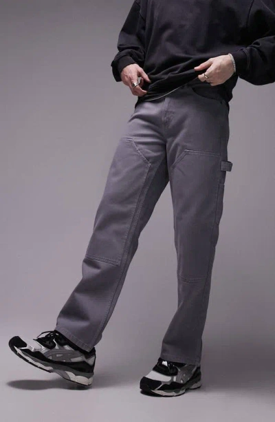 Topman Loose Fit Carpenter Jeans In Grey